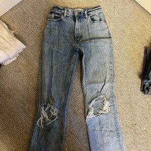 Abercrombie & Fitch Light Blue Distressed Straight Leg Jeans